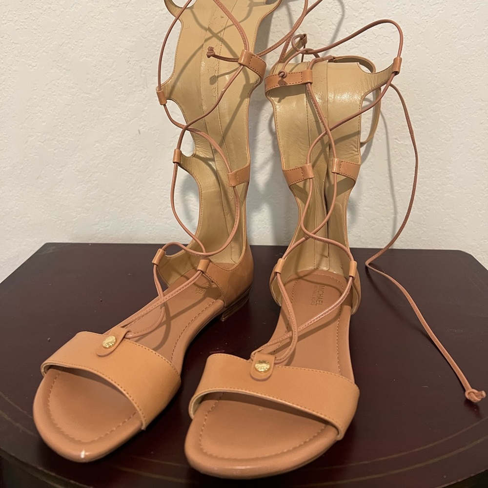 Michael Kors Leather Lace-up Sandals / Size 7